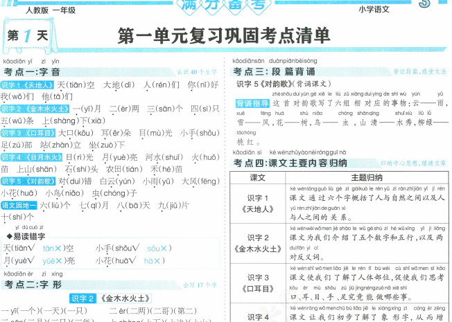 15天满分备考-1上语文人教版-主题派