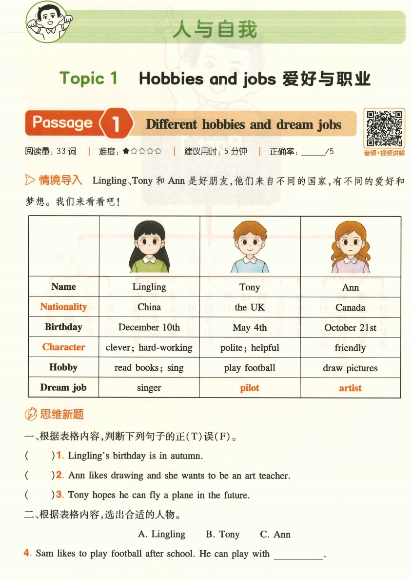 2025版一本小学英语阅读训练100篇六年级-主题派